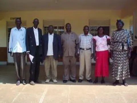 Thur language board with the inspector of schools Abim district and the Thur Bible translators. Signing of the Ethur orthography (revised spelling guide of lëb Thur).