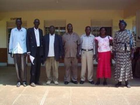 Thur language board with the inspector of schools Abim district and the Thur Bible translators. Signing of the Ethur orthography (revised spelling guide of lëb Thur).